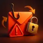 Miniatura: Email com cadeado e sinal de alerta, simbolizando phishing